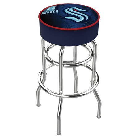 25 Seattle Kraken 4 Cushion, 2-Ring Chrome Base Swivel Bar Stool